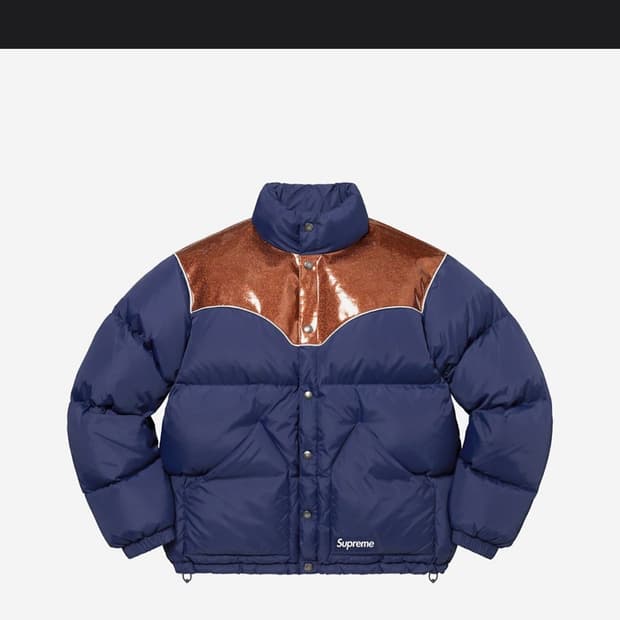 슈프림패딩 글리터 요크 다운 퍼퍼 자켓 네이비 - 22FW