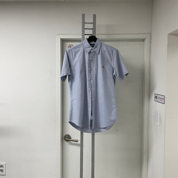 폴로 랄프로렌 체크 반팔 셔츠 스카이 블루 S
