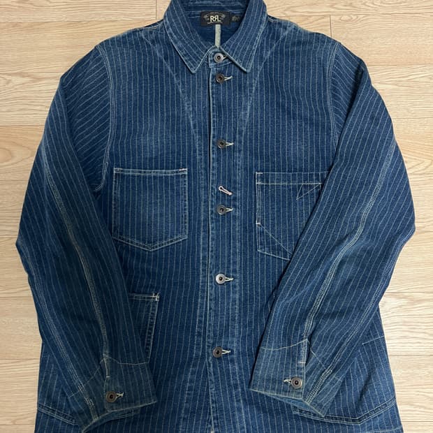 RRL 더블알엘 인디고 스트라이프 저지 커버올 자켓