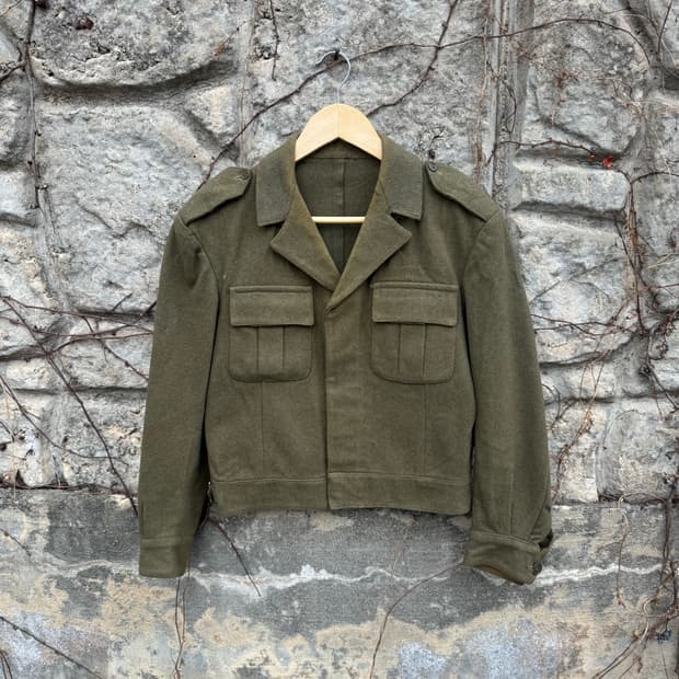 70s 이탈리아군 오리지널 배틀 드레스 아이크 울 자켓