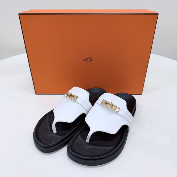 [미사용/230] 에르메스 엠파이어 케리 버클 스웨이드 샌들 슬리퍼