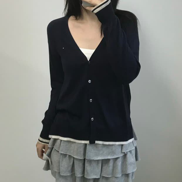 타미힐피거 네이비 가디건