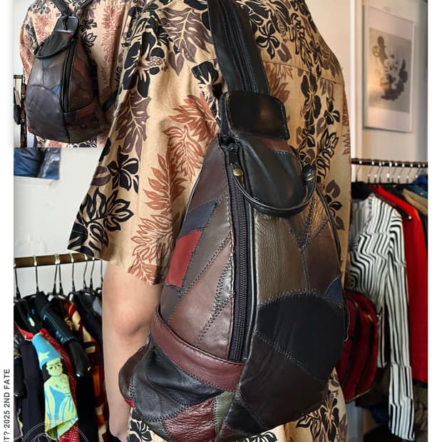 Real Lamb Leather Patchwork 3-Way Bag