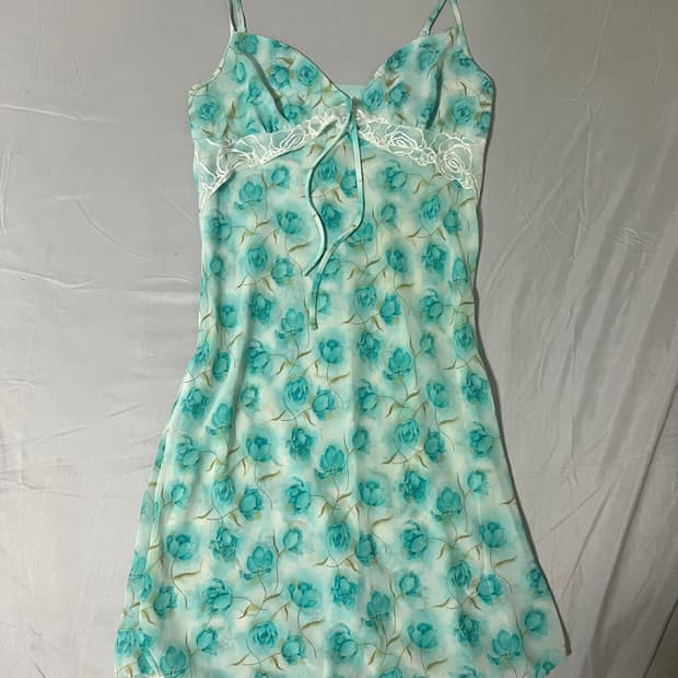 ✨vintage mint flower pattern slip dress✨