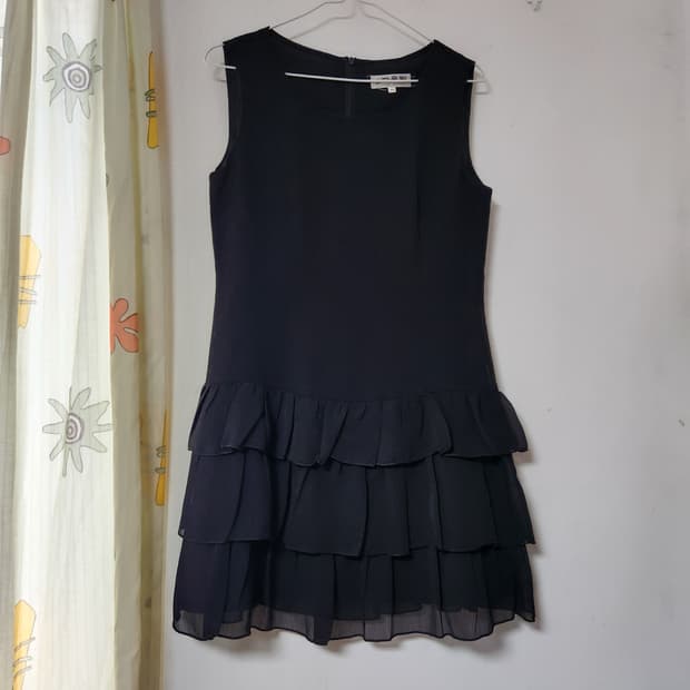 블랙 프릴 레이어드 민소매 원피스66