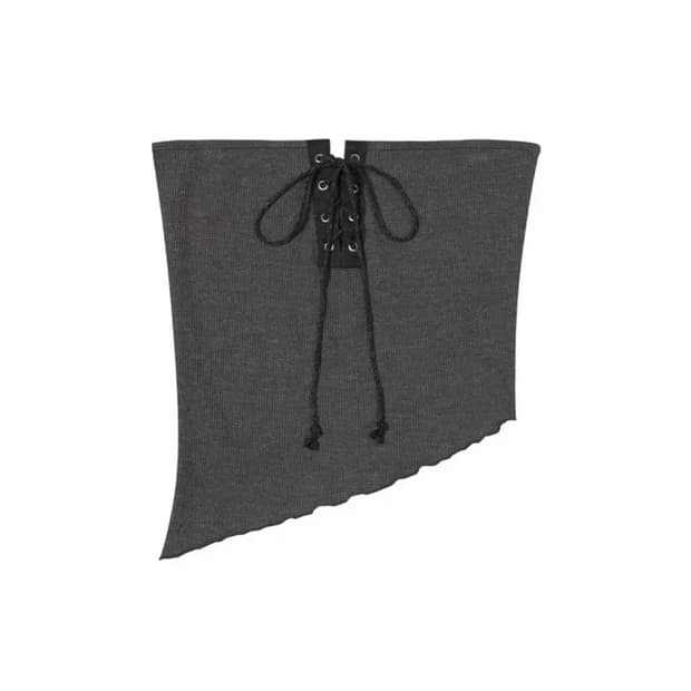 보헤미안서울 아일렛 와플 튜브탑 차콜