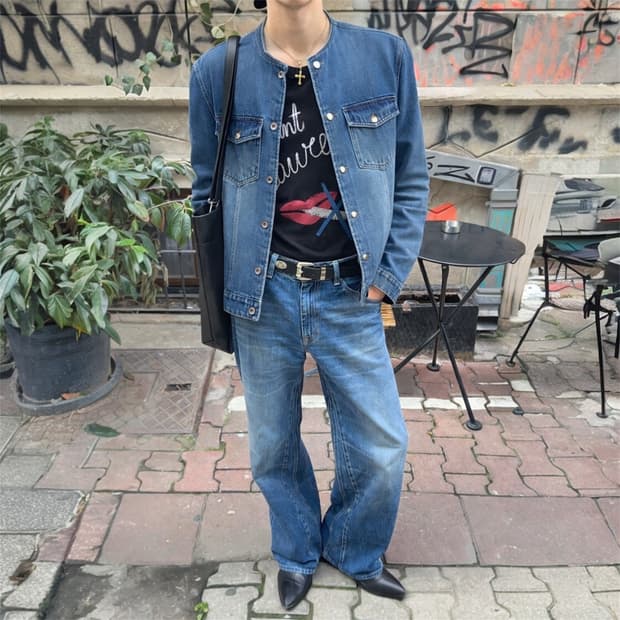 노이스 라운드넥 데님 자켓 라지