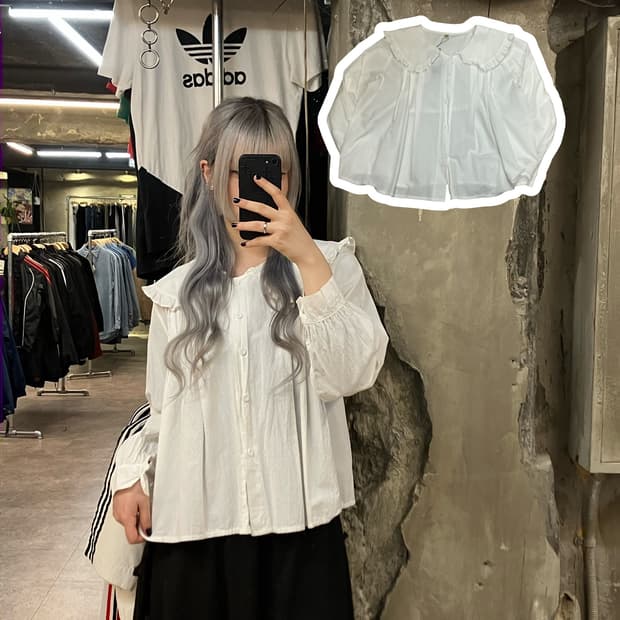 빈티지 레이스카라 블라우스 화이트   #csz2610