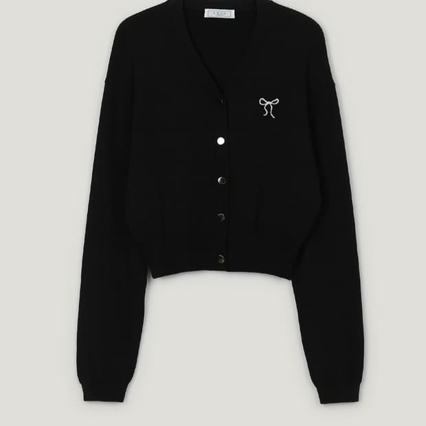 트위 보니타 리본 자수 가디건