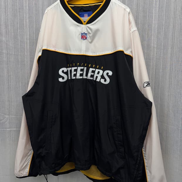 리복 NFL 피츠버그 스틸러스 풀오버 바람막이 웜업 자켓