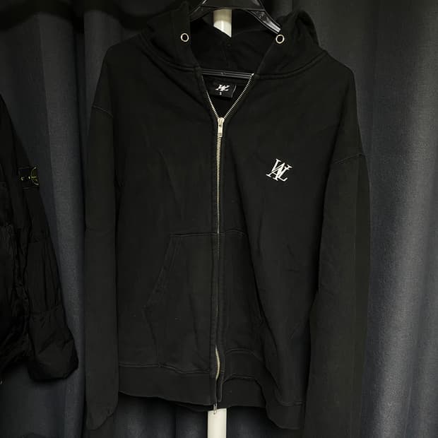 우알롱 로고 후드집업 블랙 S