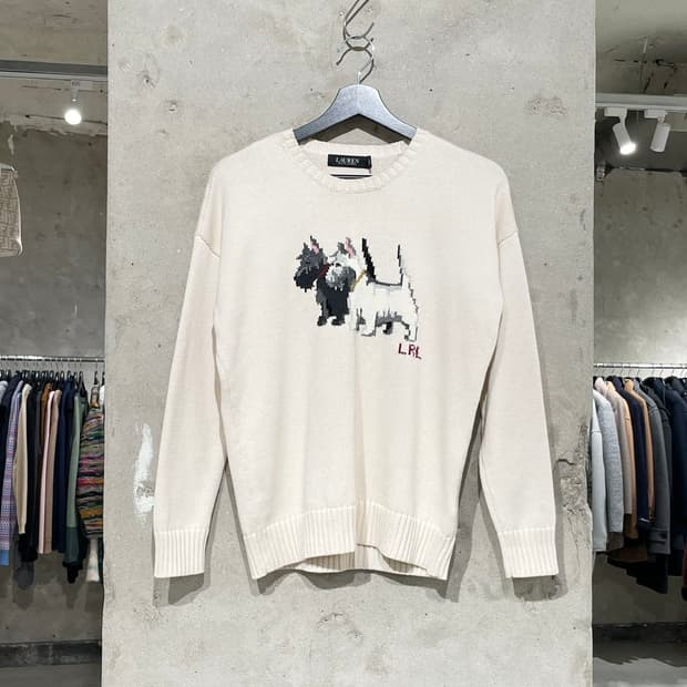 로렌 랄프로렌 아이보리 도그 인타르시아 스웨터