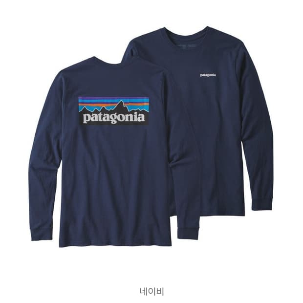 파타고니아 P-6 로고 롱슬리브 네이비 M