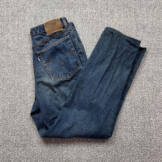 리바이스 80~90s 한주통산 실버탭 테이퍼드 더티 워싱 데님 팬츠