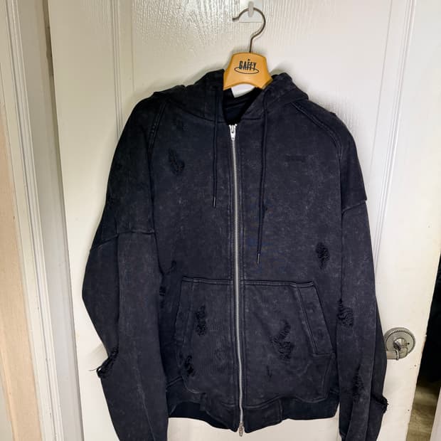 [M] 준지 가먼트다잉 브로큰 디스트레스 디스트로이드 디스 후드집업