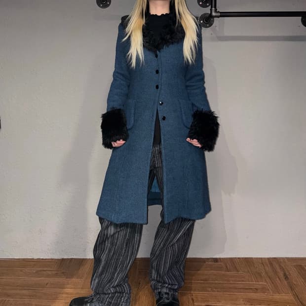 빈티지 퍼 트리밍 코트