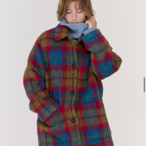 시엔느 메튜 알파카 체크 코트