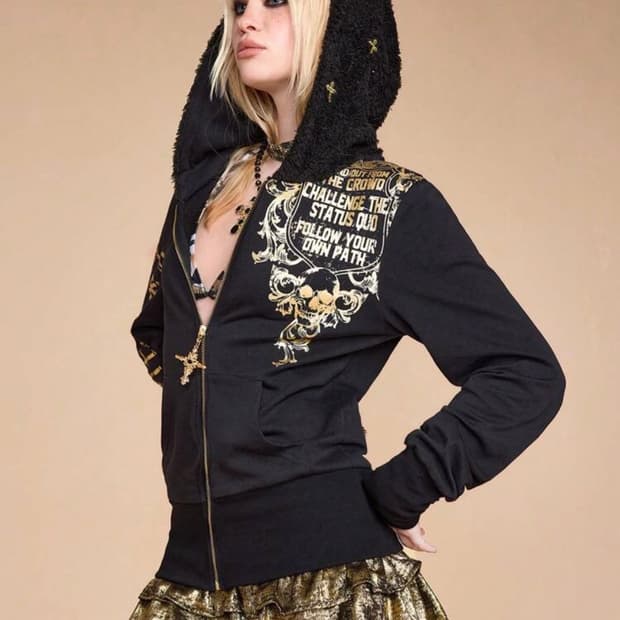 gyaru backwing hoodie 갸루 펑크해골 날개 후드집업