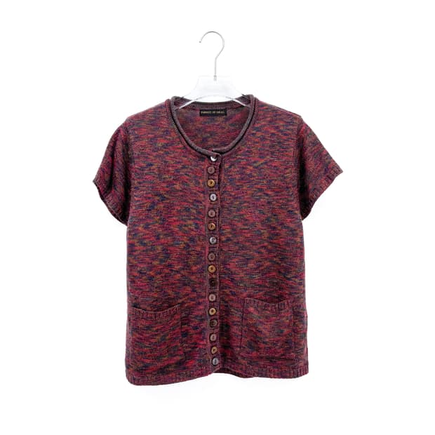 빈티지 멀티 버튼 반팔 니트 가디건 