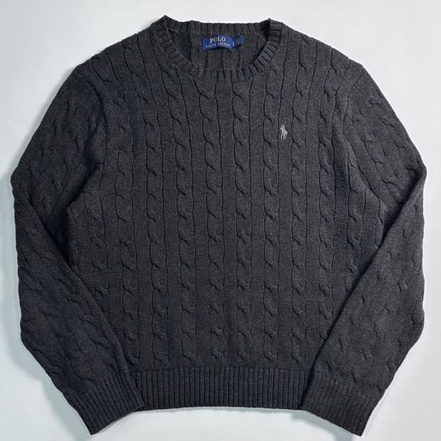 폴로 랄프로렌 챠콜 케이블 니트