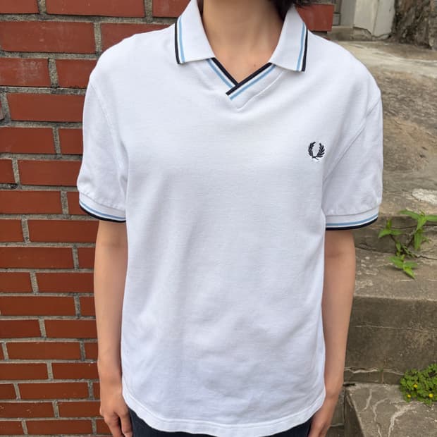Fred Perry 화이트 배색 PK 셔츠