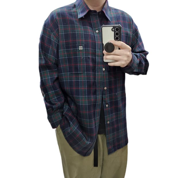 105 닥스 블랙와치 울 체크셔츠 (소매수선)