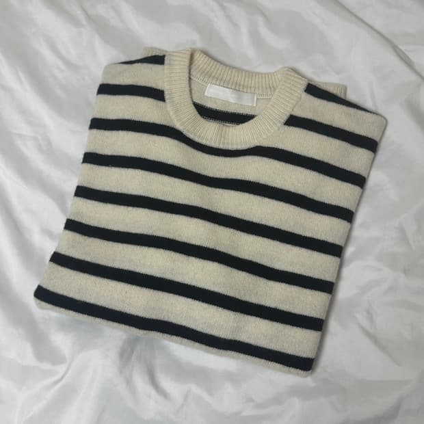 브랜디드 라운지 울 스프링 니트 아이보리 스트라이프 M 판매