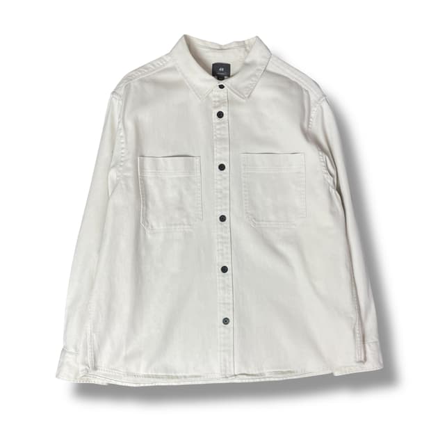H&M 아이보리 코튼 투포켓 셔츠 자켓 XL