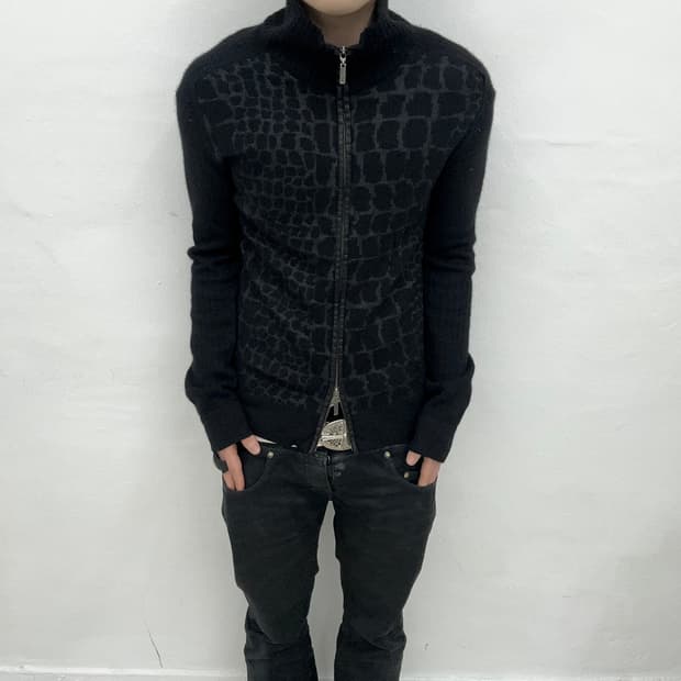 Python pattern knit zip jacket