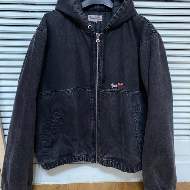 스투시 더블 다이 워크 자켓 블랙 XL