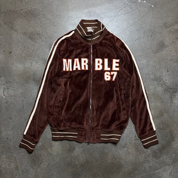 빈티지 레터링 벨루어 집업