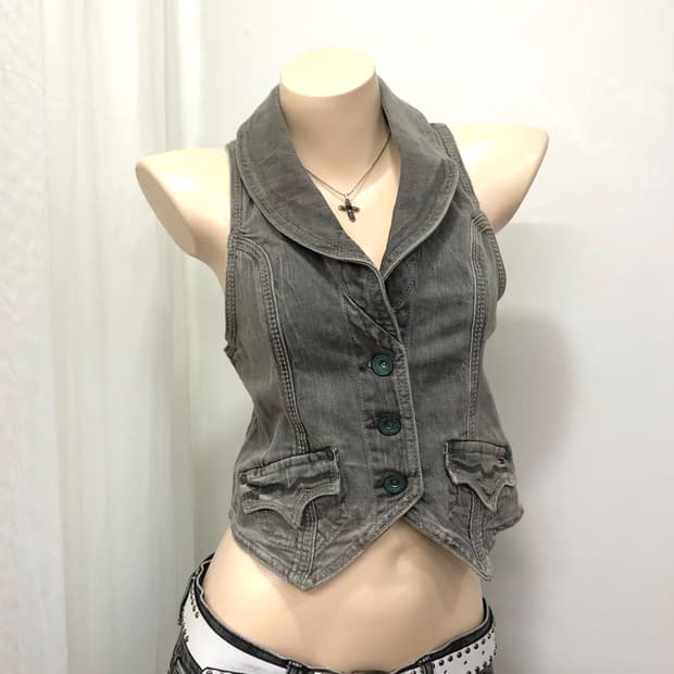 TOMMY HILFIGER grey denim vest