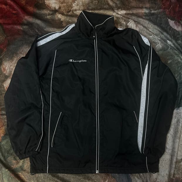 챔피온 빈티지 일본판 그레이 사이드라인 블랙바람막이 L
