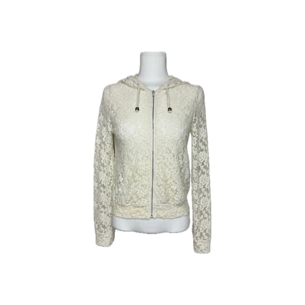 INGNI y2k 모리걸 화이트 레이스 시스루 후드집업