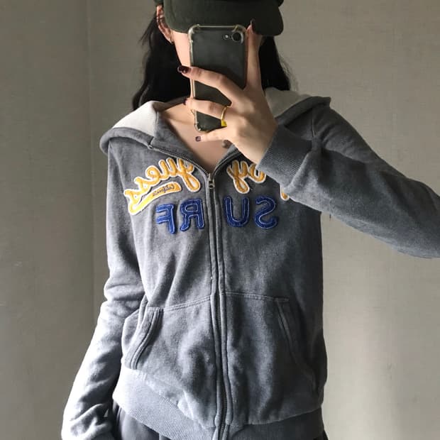 게스 그레이 후드집업