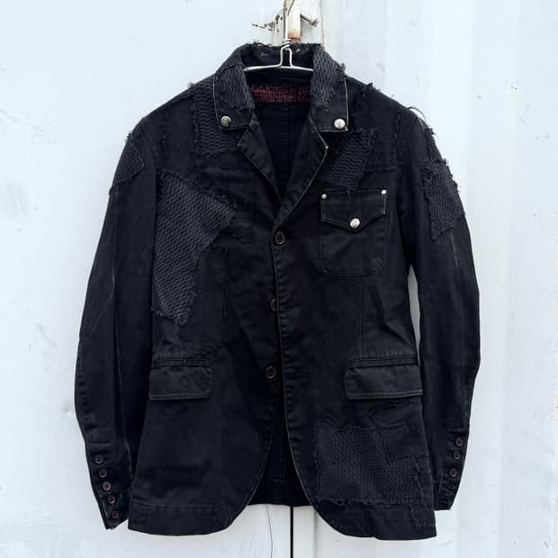 패치워크 빈티지 버튼 자켓