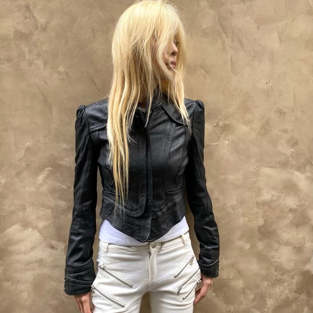 Avant-Garde Cropped Leather Jacket