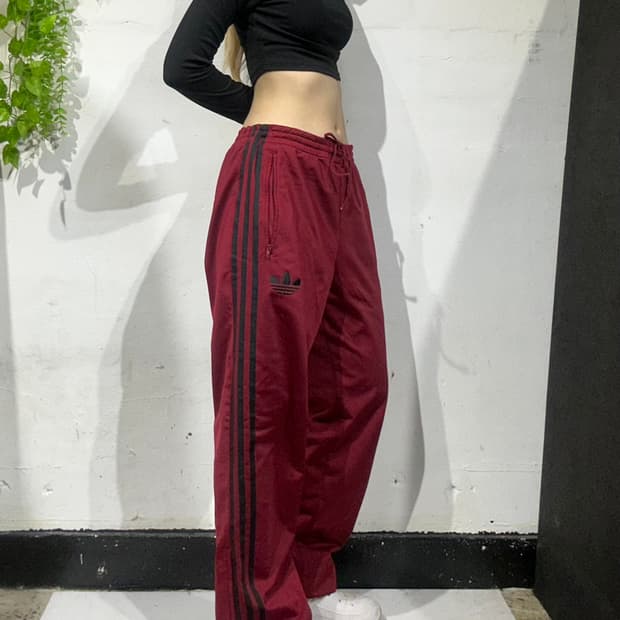 아디다스 버건디 블랙 삼선 추리닝 바지 파이어버드 바지 90
