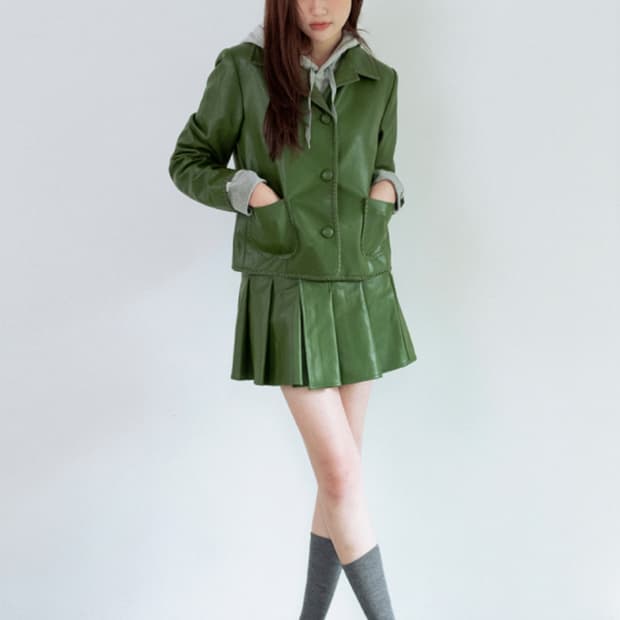 일구구일 레더 셋업 올리브