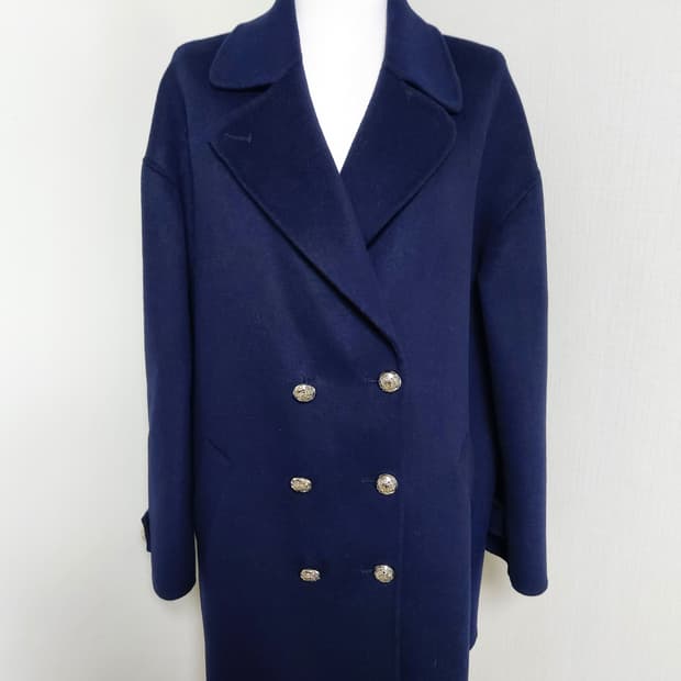 Sandro 여성 더블 울 코트 (S)오버핏