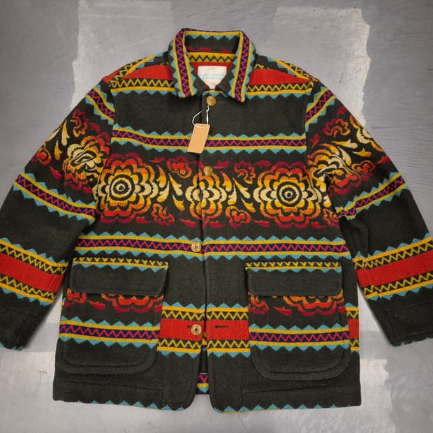 90s BENETTON 아즈텍 플라워 울 자켓