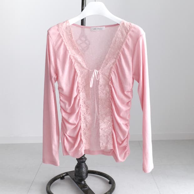 lace shirring cardigun