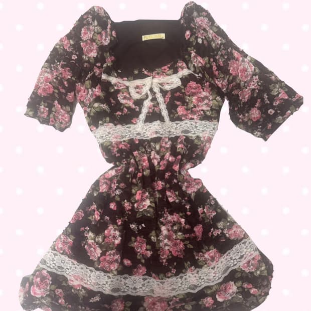 일브 브라운 플로럴 원피스 레이스 딸기초코리즈리사깔히메갸루페어리레스트로즈