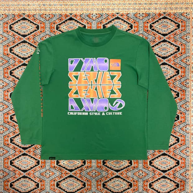 노스페이스 프린팅 그린 긴팔티셔츠 남성M