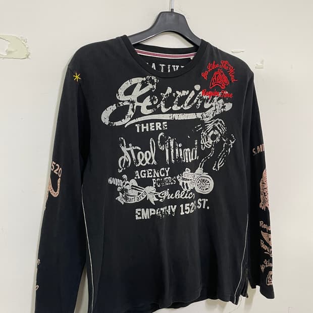 재패니즈 빈티지 프린팅 긴팔 티셔츠