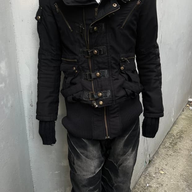 *rare design* 2000s JPN 펑크 버클 디테일 블랙자켓
