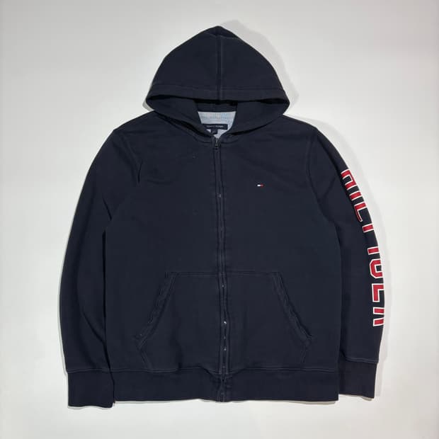 타미힐피거 로고 후드 집업