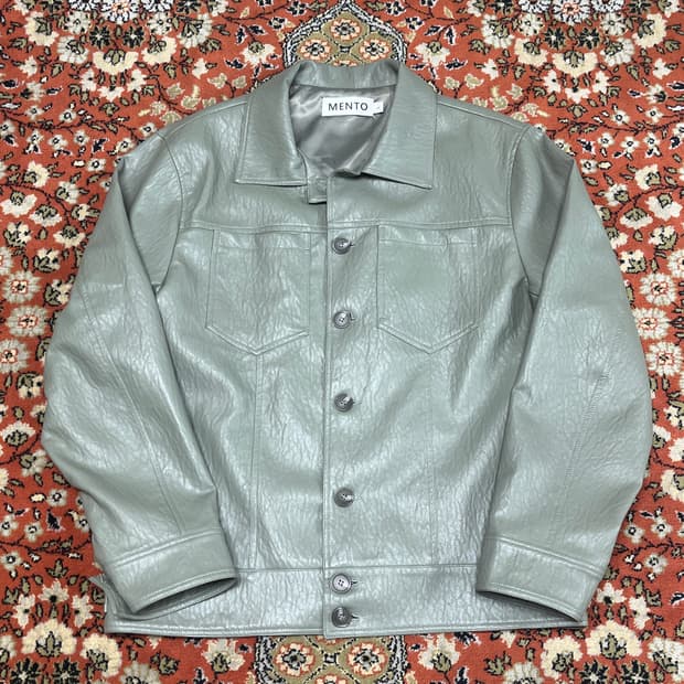 [L] 멘토 카키 그린 가죽 레더자켓 