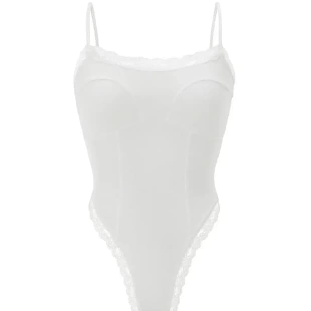 새상품) 쓰리타임즈 에블린 탑 바디수트 화이트 M