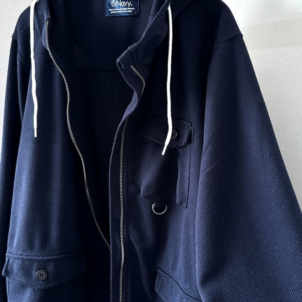 Knit fabric hooded design jacket
